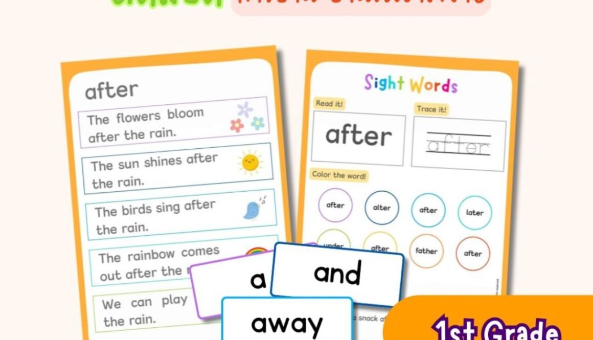 Sight Words for 1st Grade – แฟลชการ์ด แบบฝึกอ่าน และแบบฝึกหัดภาษาอังกฤษสำหรับเด็ก ป.1 (ไฟล์ pdf)