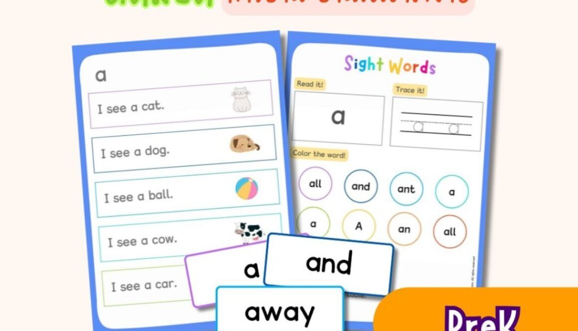 Sight Words for Preschool – แฟลชการ์ด แบบฝึกอ่าน และแบบฝึกหัดภาษาอังกฤษสำหรับเด็ก (ไฟล์ pdf)